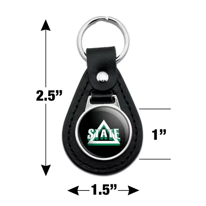 Delta State Secondary Logo Black Leather Keychain