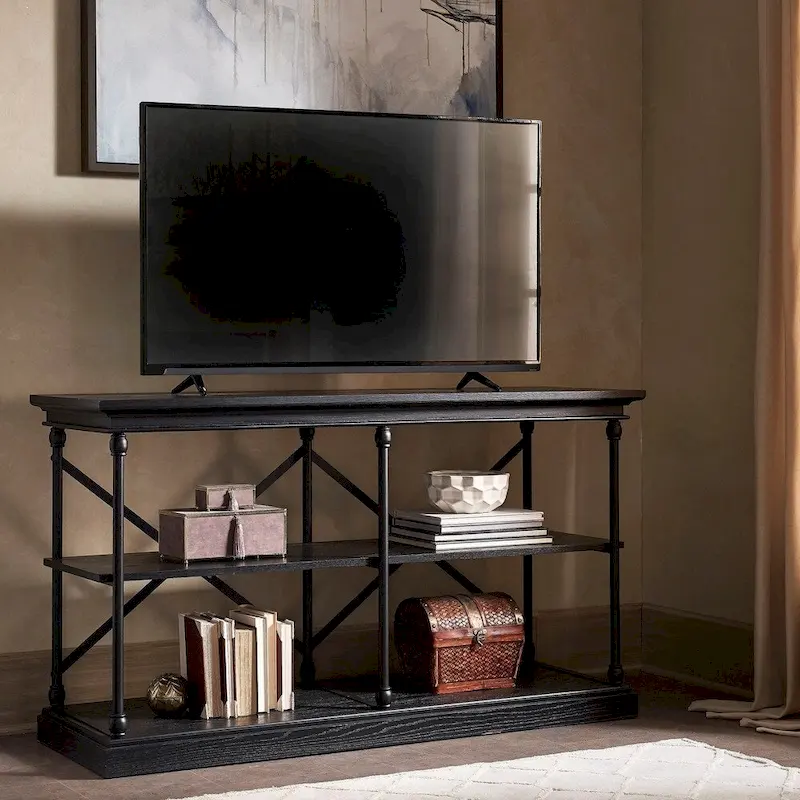 Barnstone Cornice Iron and Wood Entryway Console Table by