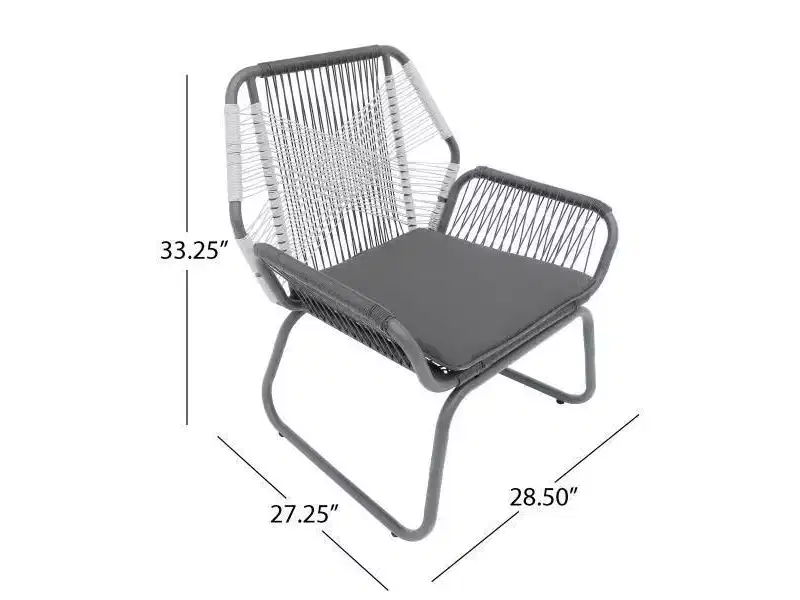 Milan 2pk Steel Club Chairs - Gray/White - Christopher Knight Home: Wicker Patio Accent Seating, Water-Resistant