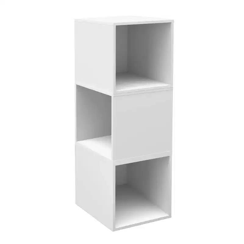 Niche 3pk Cubo Wood Stackable Storage Bookcase Shelf Organizer Cube Snow White