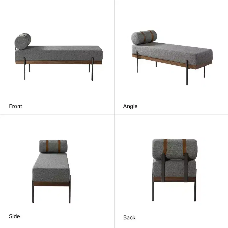 Entryway Bench with Removable Pillow, Industrial Style
