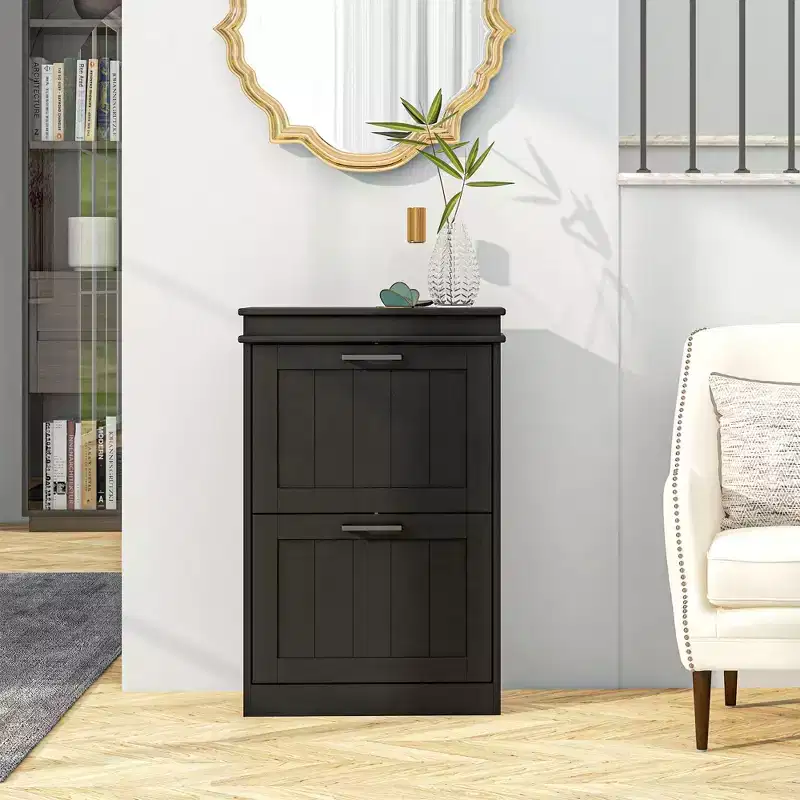 Shoe Cabinet, Shoe Storage with 2 Flip Drawers and Adjustable Shelves for 10 Pairs of Shoes, Shoe Organizer for Entryway, Hallway