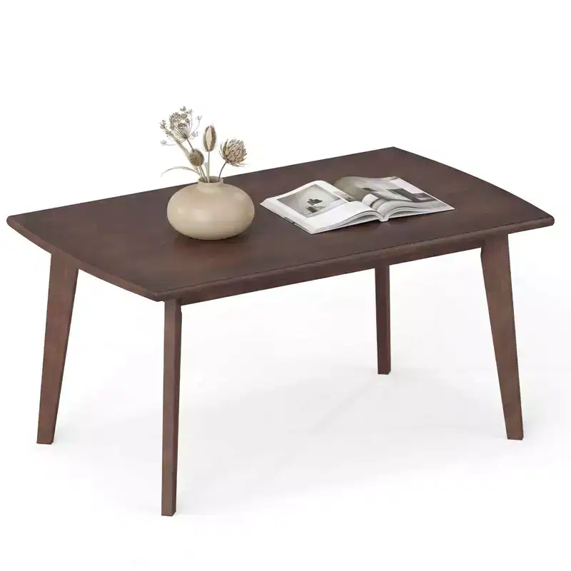 Costway 34.5 Solid Wood Coffee Table with Tapered Legs, Low Cocktail Table for Home Office