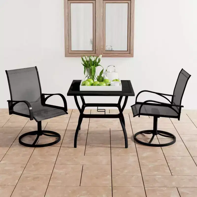 vidaXL Dining Set Charcoal, Powder-coated steel, Textilene Medium