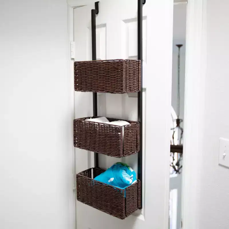 Cortovo Over-The-Door 3-Tier Basket Storage - Espresso with Black - SEI