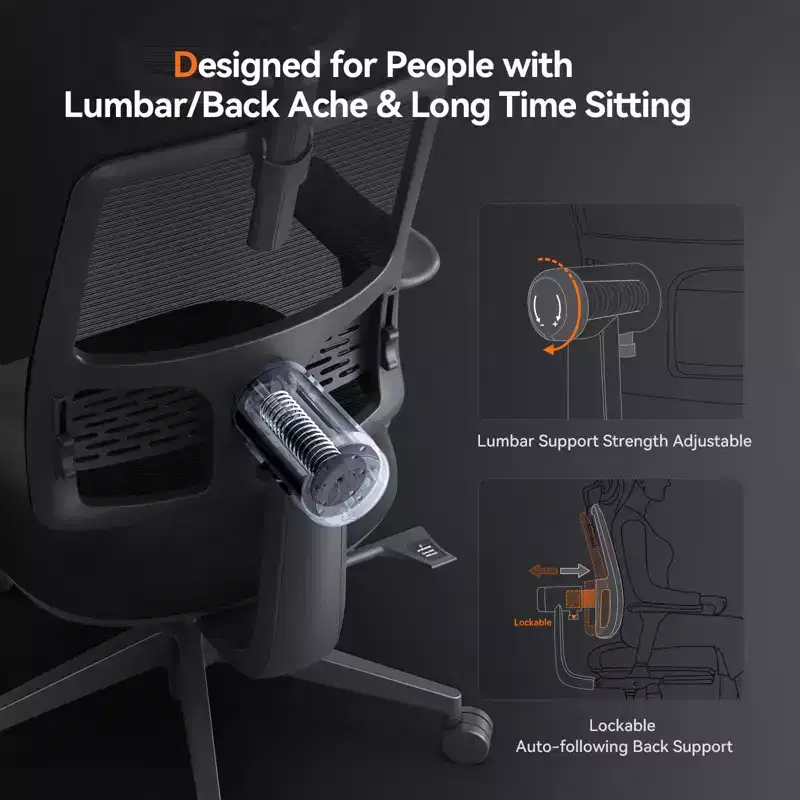Newtral MagicH-BP Ergonomic Chair with Footrest - Home Office Desk Chair with Auto-Following Lumbar Support, 4D Armrest, Seat Depth&Height Adjustable