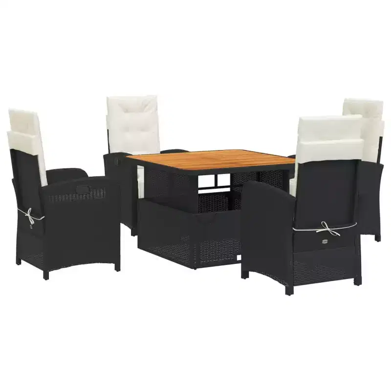 vidaXL Garden Dining Set Black, Brown, Cream White