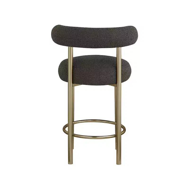 Brown Boucle Low Back Bar Stool with Arms, Set of 2