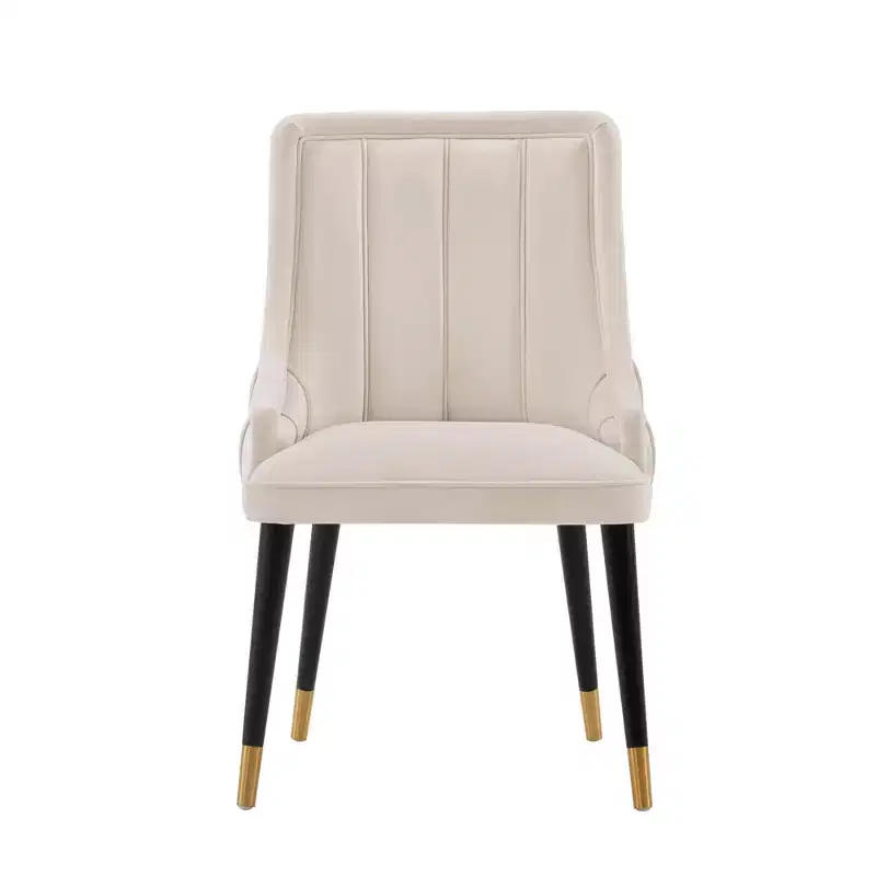 Modern Velvet Upholstered Dining Chair, Cream