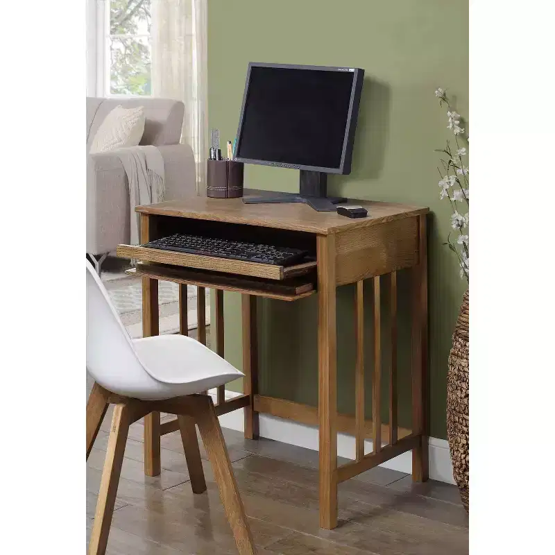 29 in.H Beige MDF Computer Desk with Open Storage Shelf