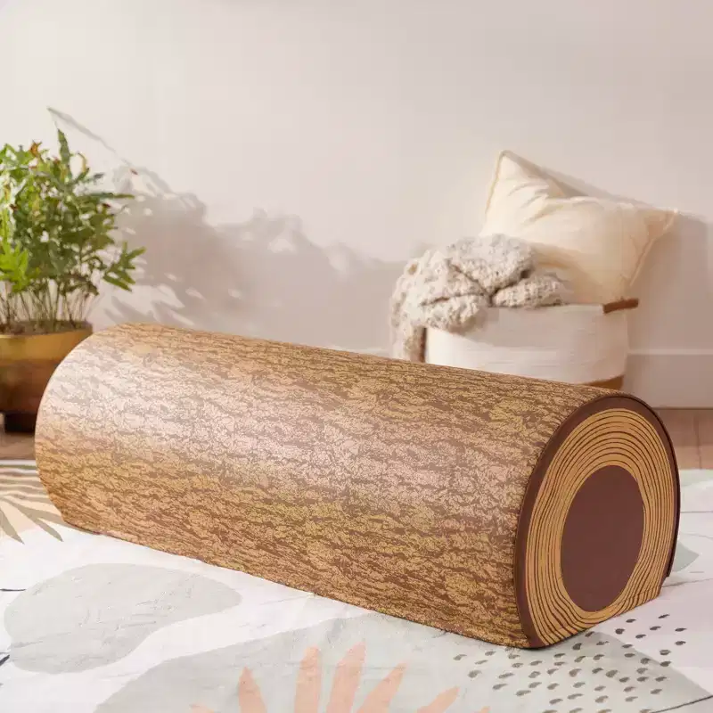Natural Brown Log-Style Bench, Armless, Seats 3