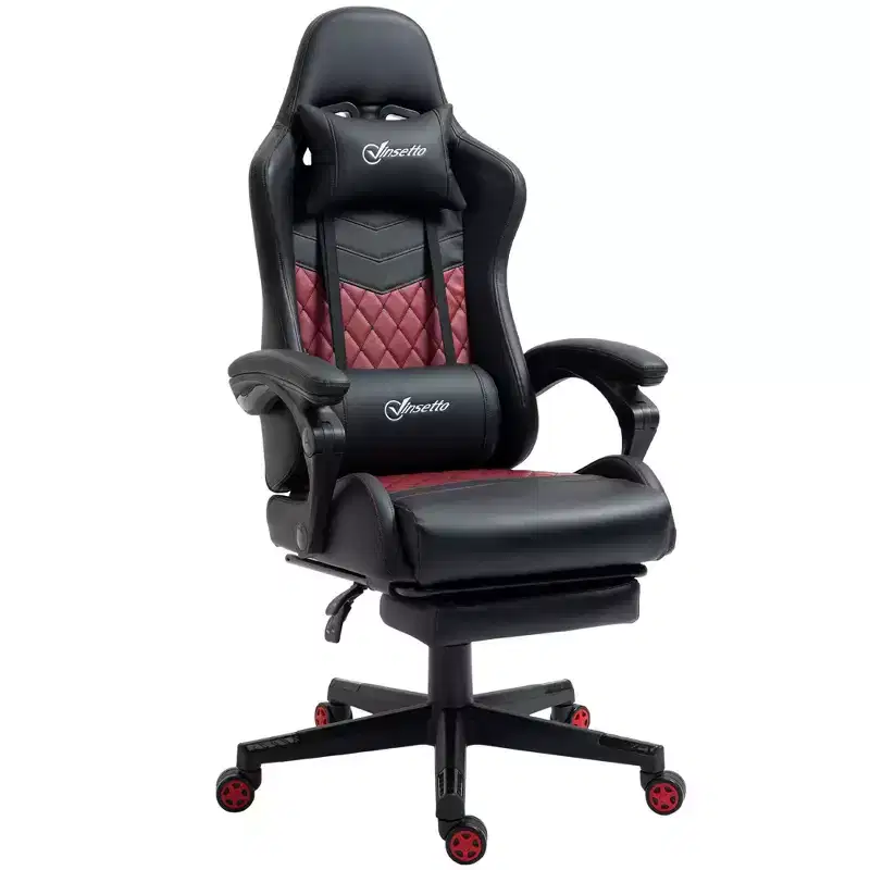 TUYOHW 300lbs Swivel Gaming Chair with Adjustable Height,Lumbar&Head Pillow,Ergonomics Office Chairs Recliner Video Game Chaise for Office&Home,Black