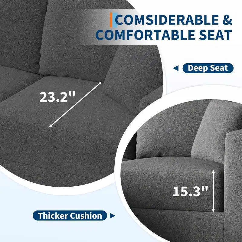 80 Modular Sectional Loveseat Sofa Bed, No-Assembly Boneless Cloud Couch, for Home, Living Room