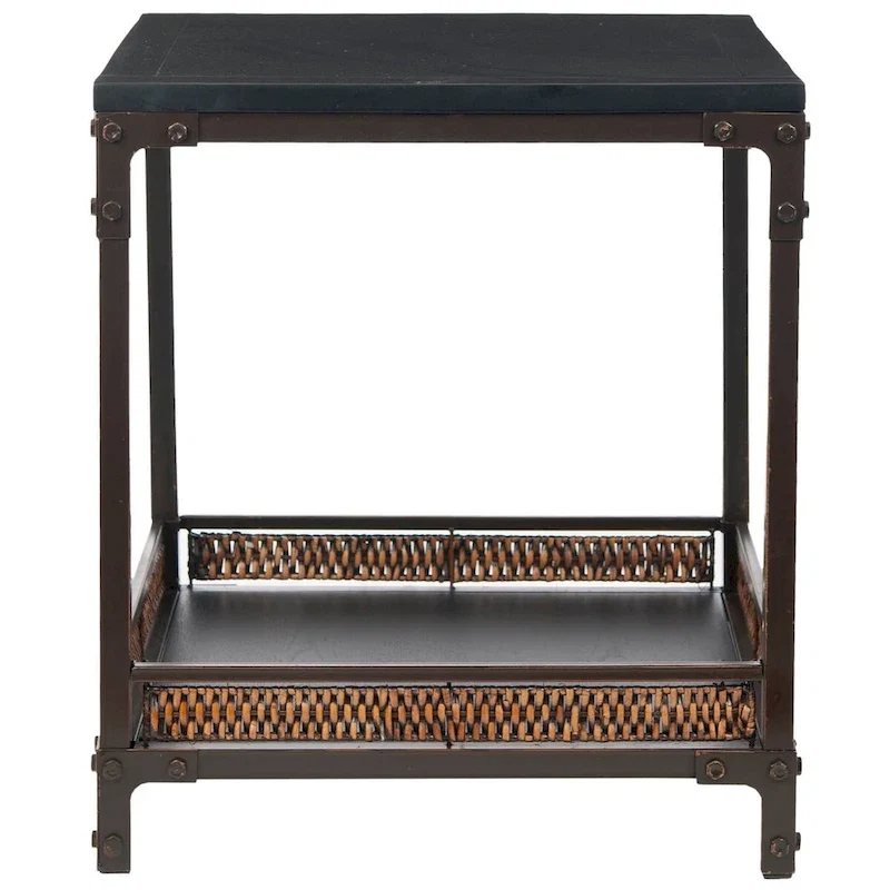 Wicker Accent End Table with Wood Top, 22