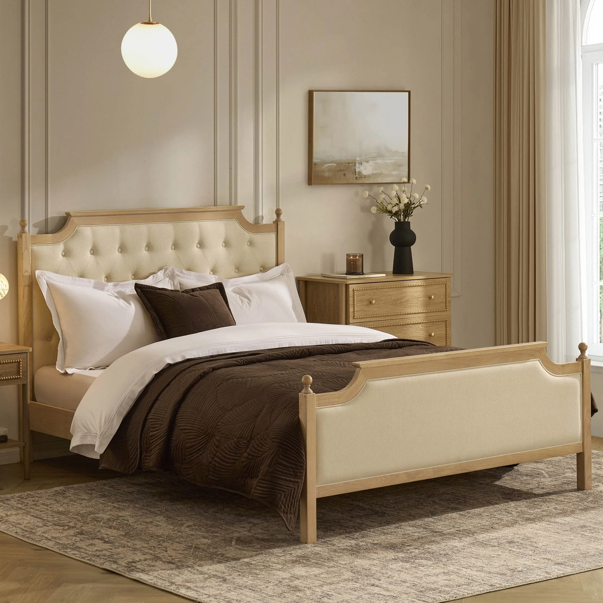 Bed Frame - Cream Linen