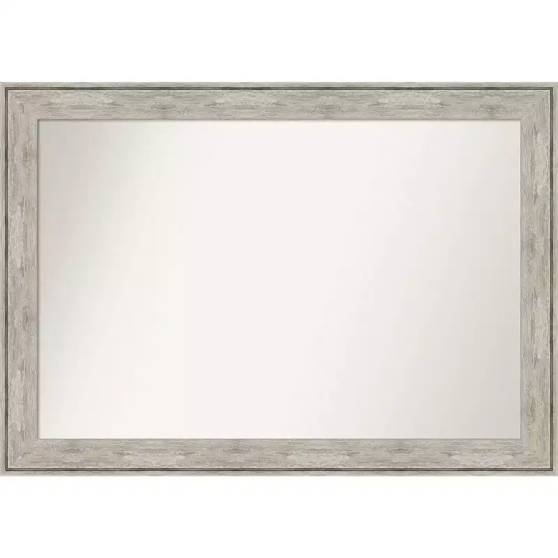 41" x 29" Non-Beveled Crackled Wall Mirror Metallic Silver, Modern Style - Amanti Art