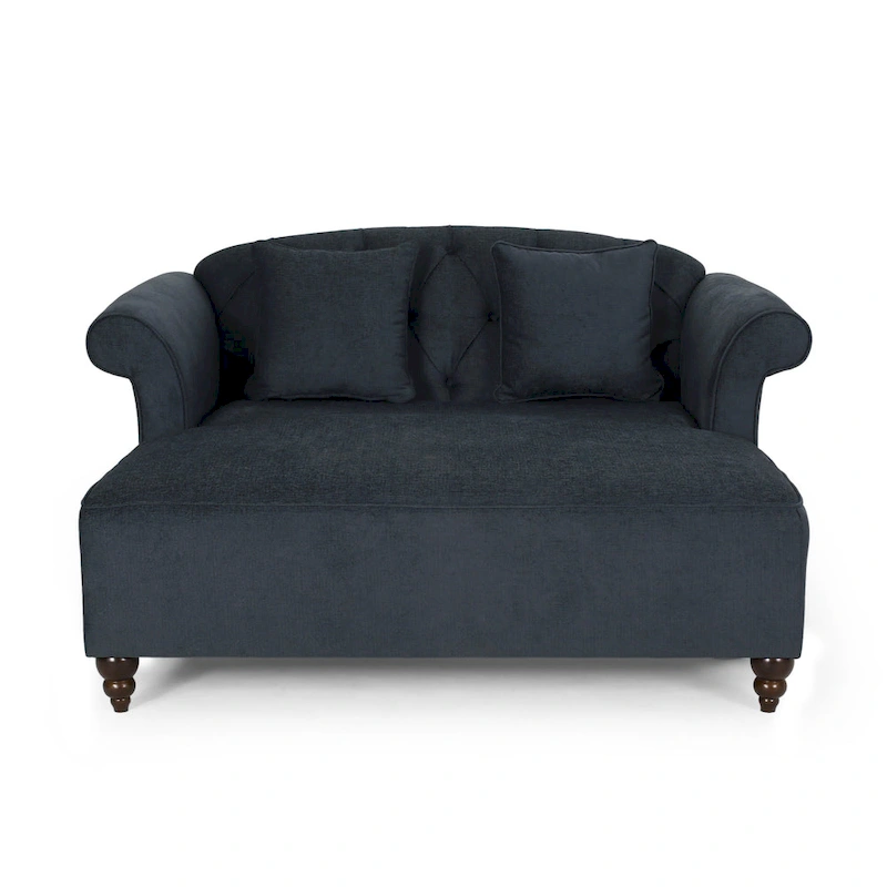 66 Upholstered Loveseat Chaise Lounge Chair with Birch Legs