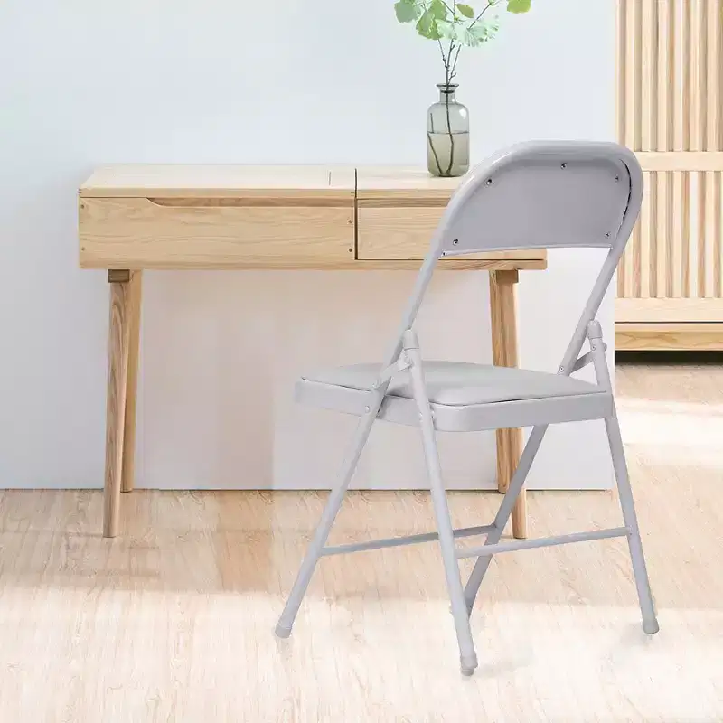 4-Pack Folding Chairs with Padded PU Leather Seat & Back, Metal Frame, 350 lb Capacity White
