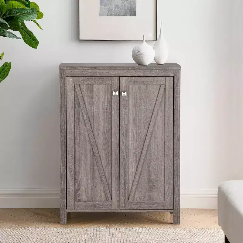 FC Design Modern 2-Door Shoe Storge Cabinet for 15 Pairs of Shoes