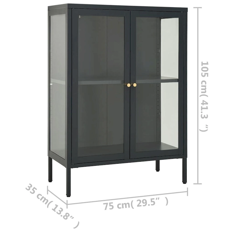 vidaXL Sideboard Anthracite 29.5x13.8x41.3 Steel and Glass
