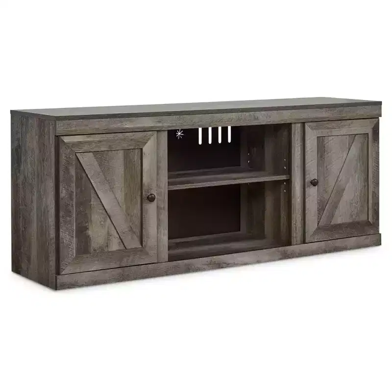 Signature Design by Ashley 60 Wynnlow TV Stand for TVs up to 65 Brown/Beige: Rustic Media Console with Cable Management