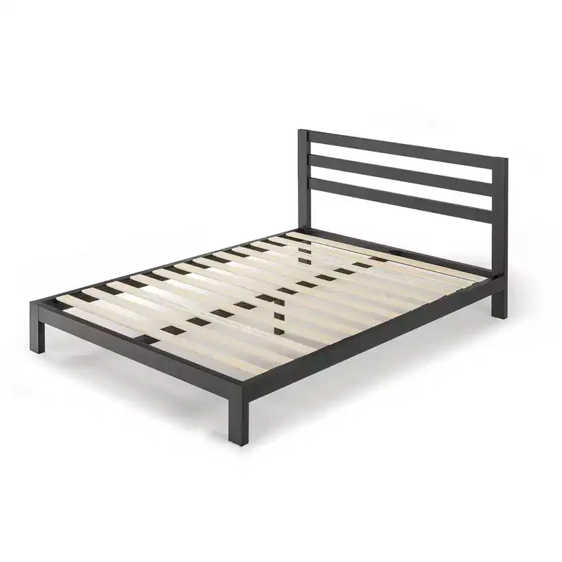 King Modernista Classic Heavy Duty Platform Bed Frame with Headboard, 10, Mellow