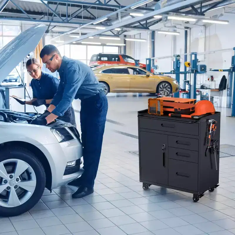 34.3 Mobile Lockable Tool Storage Cabinet Garage Organizer with 4 Drawers, Rolling Steel Chest