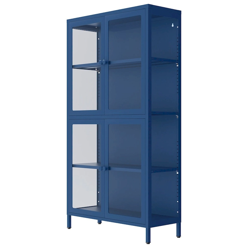 Four Door Storage Cabinet with Adjustable Shelves and Feet Cold-Rolled Steel Sideboard Furniture for Living Room Kitchen