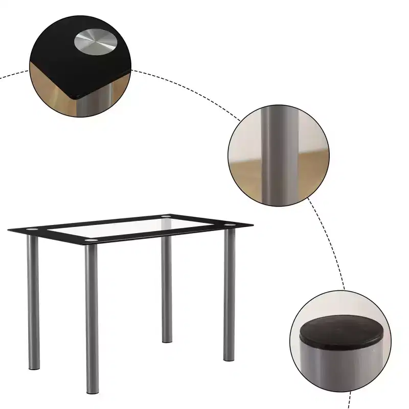 Vasken 4 - Person Glass Top Four Leg Dining Set