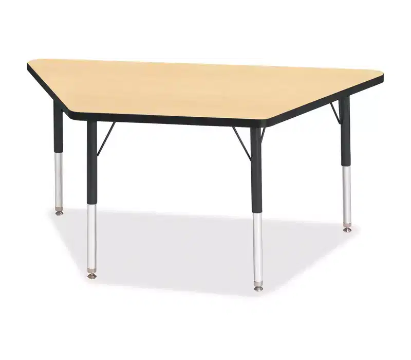 Elementary Height Trapezoid Activity Table 24x48 – Black, Height-Adjustable for Kids