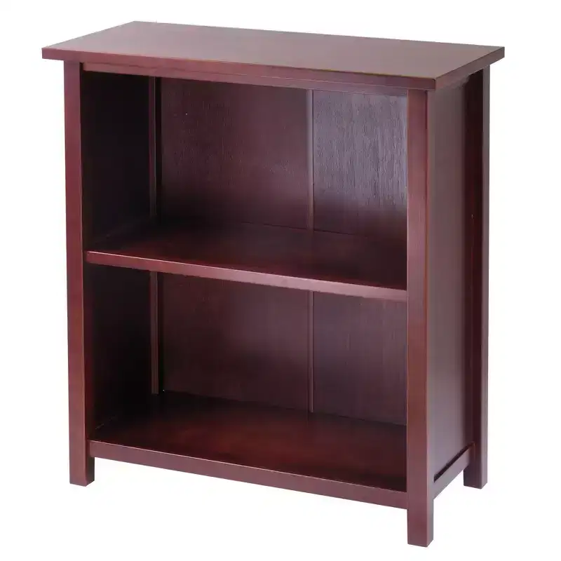5pc Verona Storage Shelf with Folding Fabric Baskets Walnut/White: Mid-Century Modern Design, Wood Composite