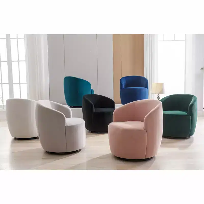 Fabric Swivel Accent Armchair Barrel Chair