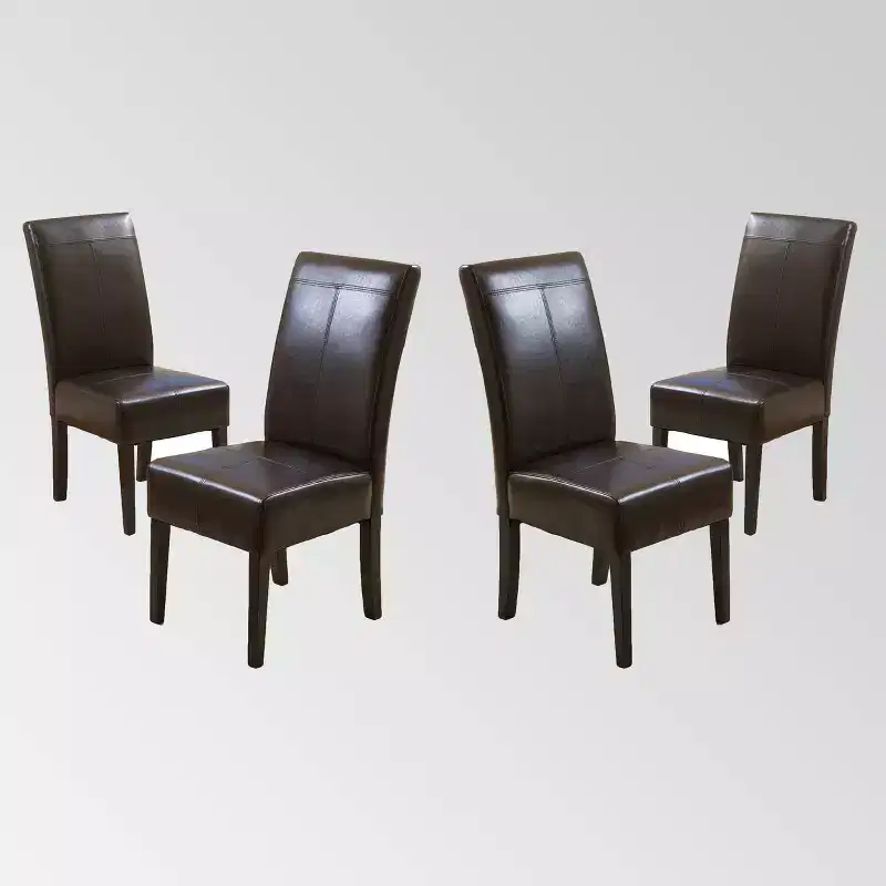 Set of 4 Pertica T-stitch Dining Chairs Chocolate Brown - Christopher Knight Home: Upholstered, Transitional Style