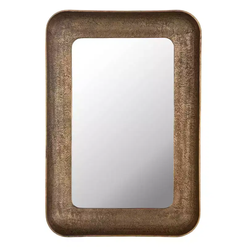 Antique Brass Rectangular Wall Mirror – Cast Aluminum Frame