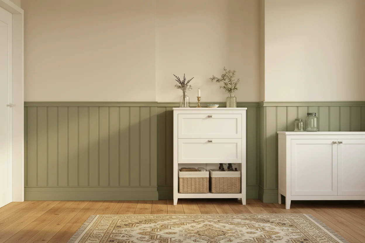 Cabinet, Storage Cabinet and Organizers, 2 Drawers with 1 Adjustable Divider, 2 Baskets, Sideboard, Cloud White