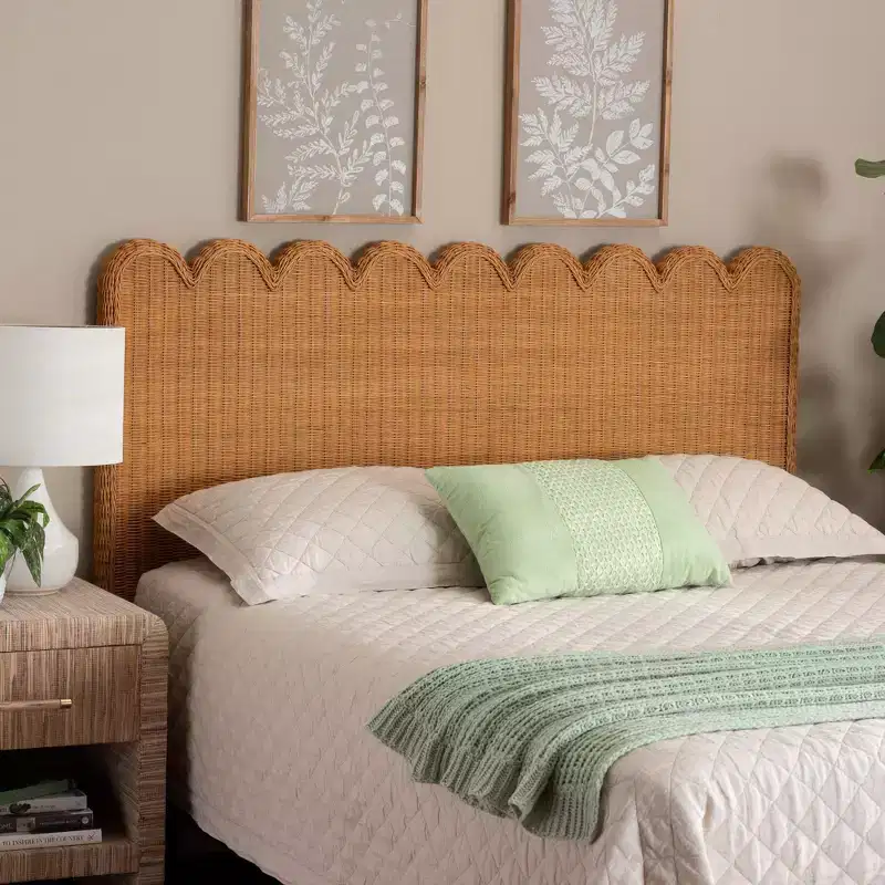Scalloped Rattan Pitrit Standalone Headboard
