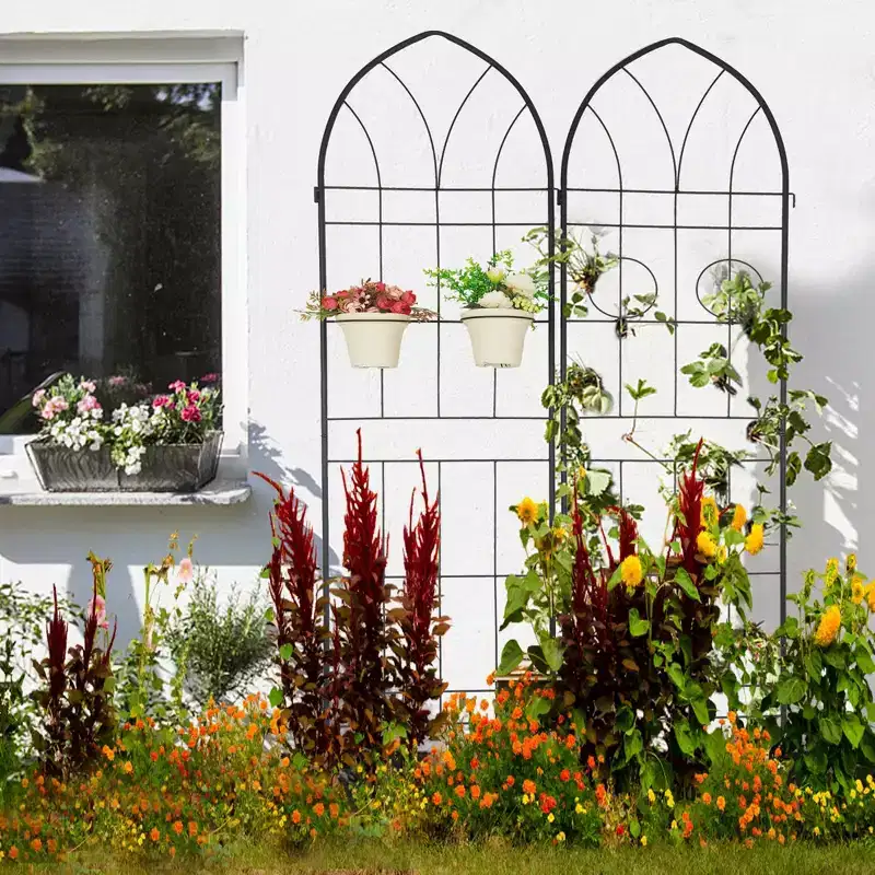 MAYEERTY 4 Pack 78.7 x 19.7 Black Rustproof Metal Garden Trellis for Climbing Plants