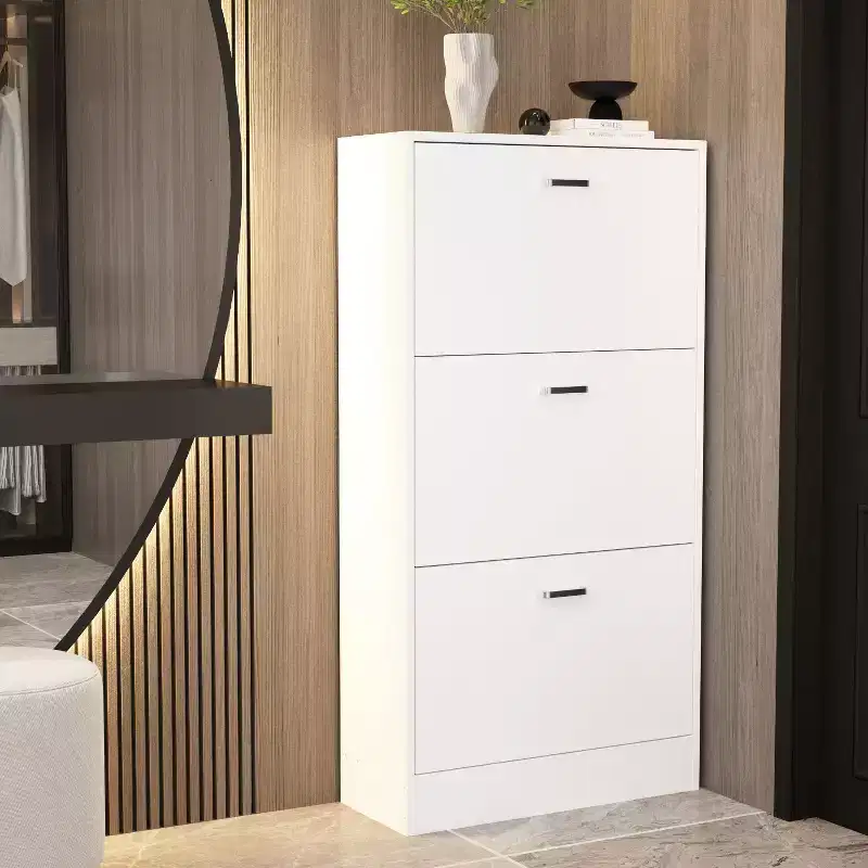 Famapy Modern Shoe Cabinet Entryway Shoe Rack 3 Tier Shelves