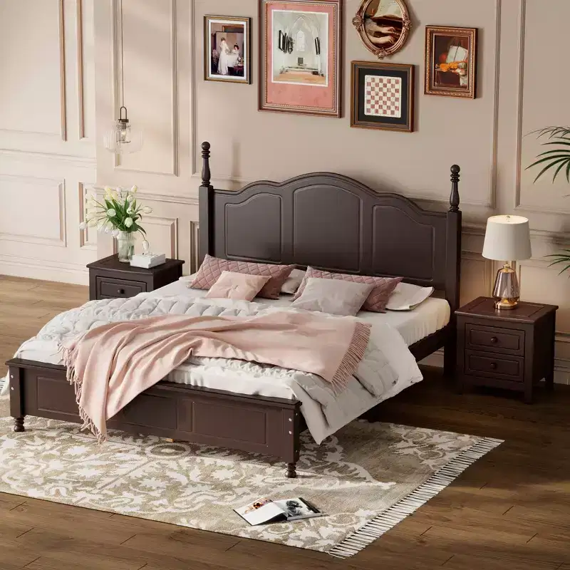 3-Piece Bedroom Set - Queen/Full Platform Bed & 2 Nightstands