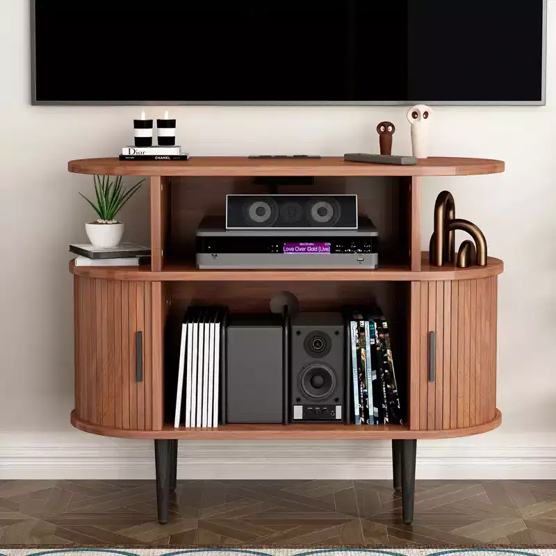 GDFStudio Emerson Mid-Century Modern Wood Record Player Stand