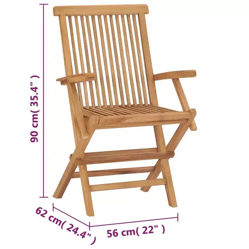 vidaXL Garden Chair Set of 4 Teak Teak wood Standard Foldable