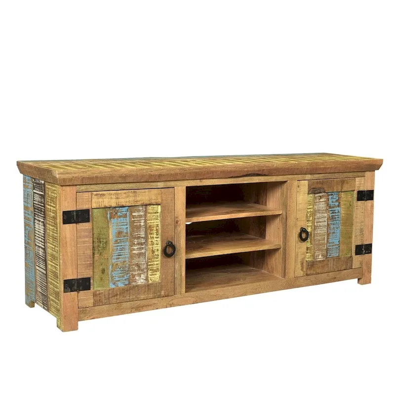 Handmade Solid Mango Wood TV Console (India) - 60 x 18 x 22