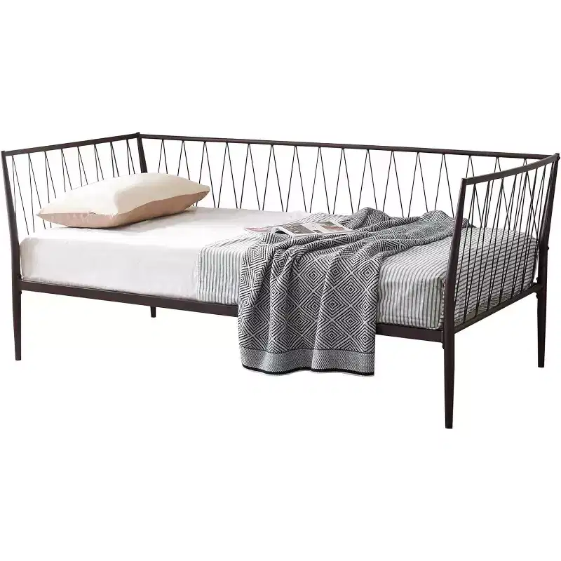 Kings Brand Furniture Modern Twin Size Metal Daybed Frame with Mattress Support, Day Bed for Living Room, Bedroom, Guest Room, Bronze