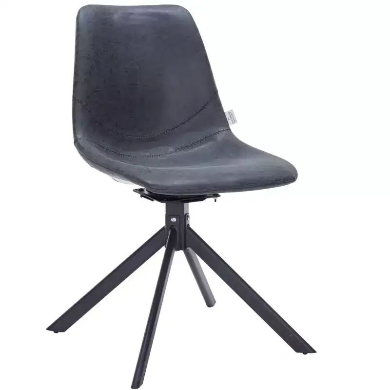 LeisureMod Markley Modern Leather Swivel Dining Chair  Upholstered Seat with Metal Legs, Comfortable Accent Chair for Kitchen, Dining Room, or Cafe