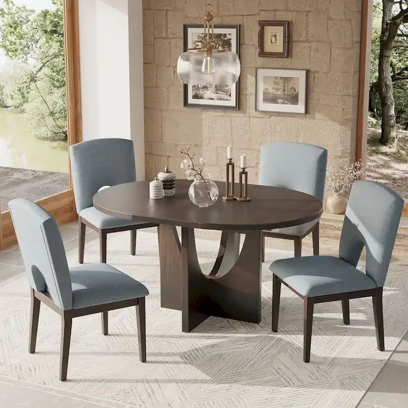 Walnut Extendable Dining Table Set for 4–6
