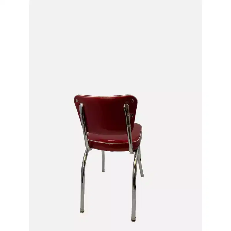 Diner Chair Dark Cherry - Vinyl Upholstery, Metal Frame, No Assembly Required