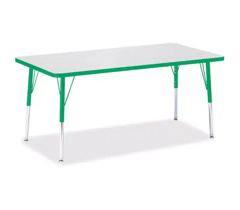 Adult Height Color-Edge Rectangle Activity Table 30x60, Green
