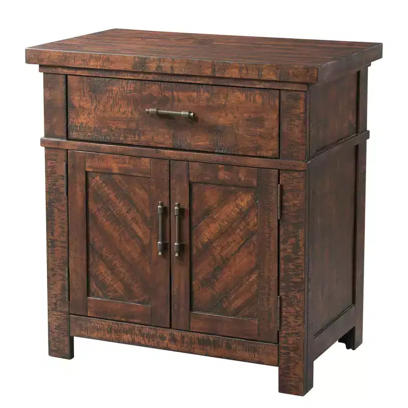 Dex Nightstand Walnut Brown - Picket House Furnishings: 1-Drawer, Cabinet Storage, Metal Hardware