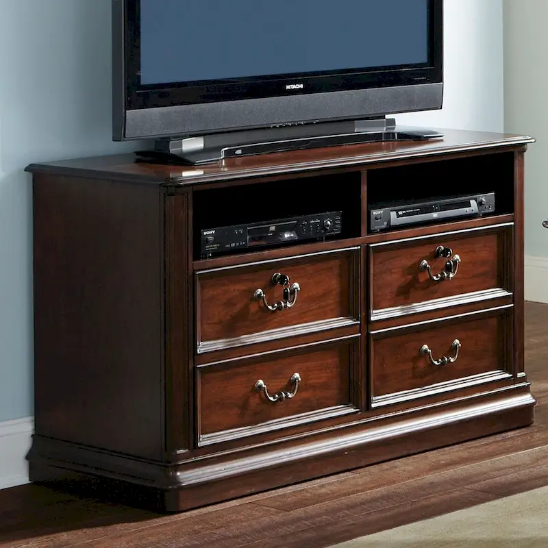 Jr Executive Media Lateral File Cabinet – Cognac Finish