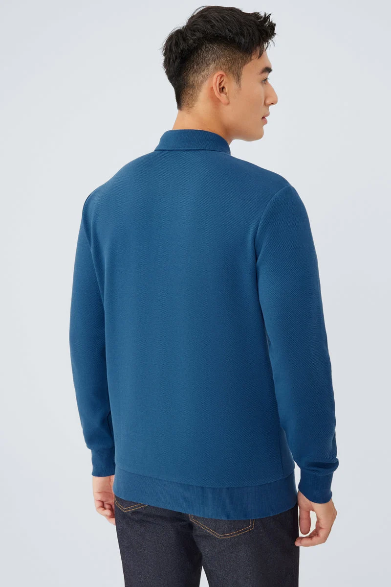 Jacquard Long Sleeve Polo – Teal